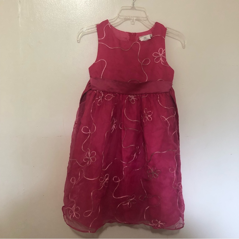 Pink Flower Girl Dress with Embroidered Tulle | Girls Size 8 Formal